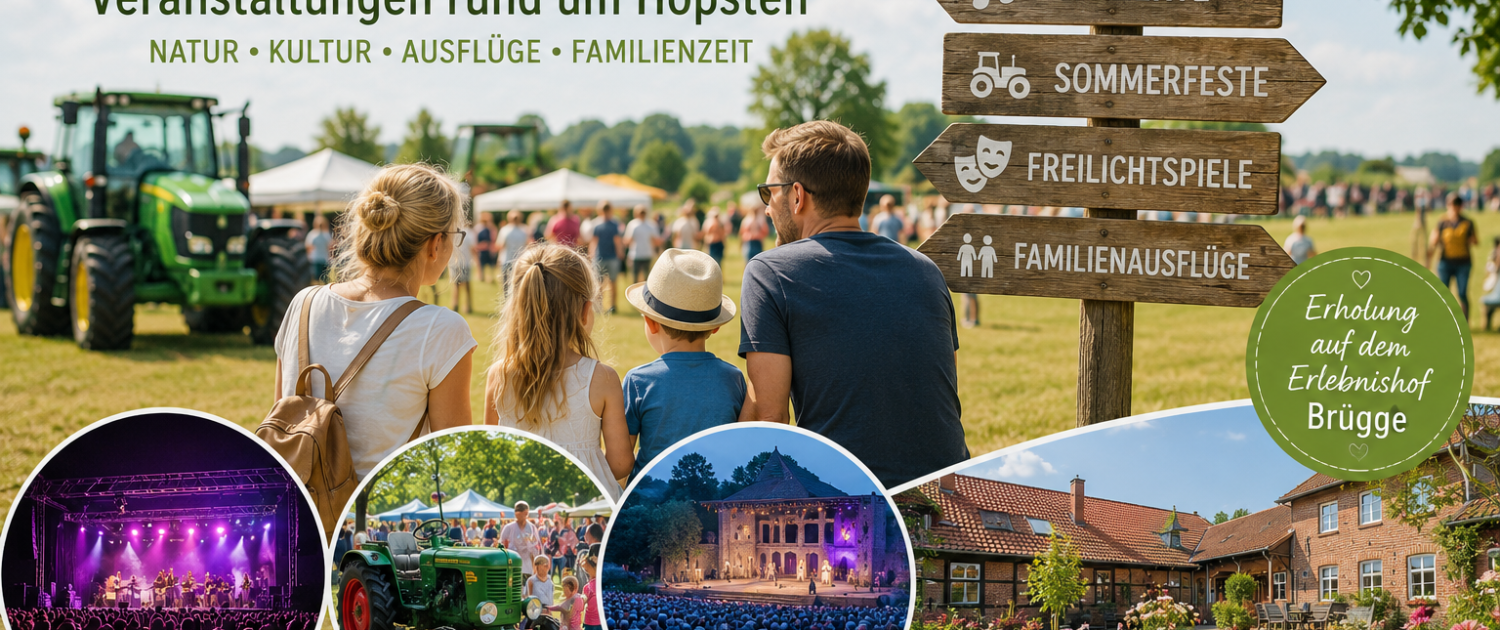 Familie besucht eine Sommerveranstaltung nahe Hopsten im Tecklenburger Land