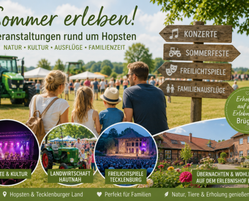 Familie besucht eine Sommerveranstaltung nahe Hopsten im Tecklenburger Land